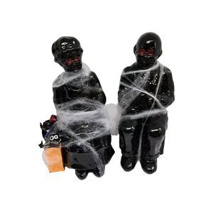 Halloween Decor  Old Couple Figurine Set Trick Or Treators Front Porch